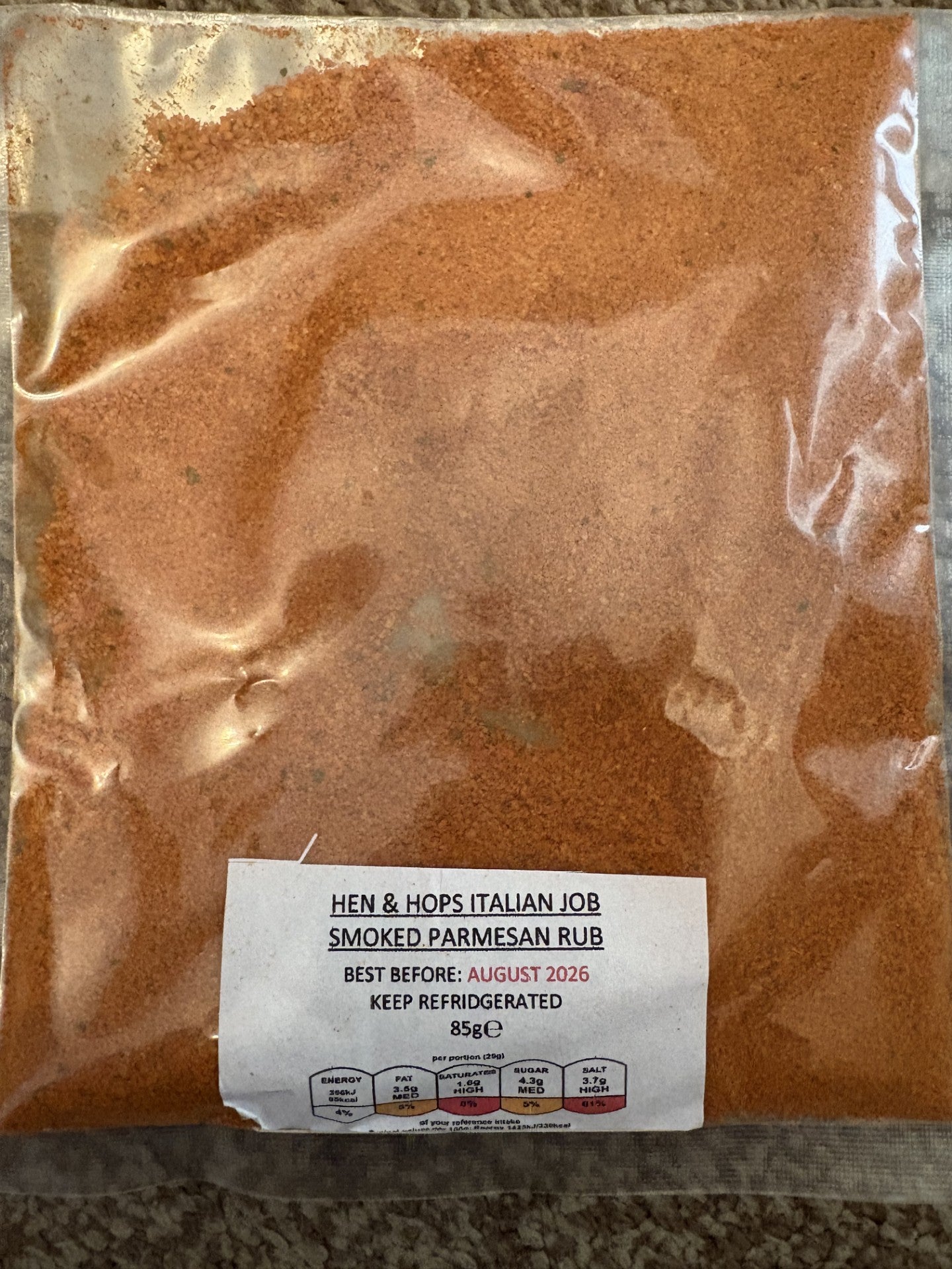 Hen & Hops' Italian Job, Smoked paprika & parmesan seasoning